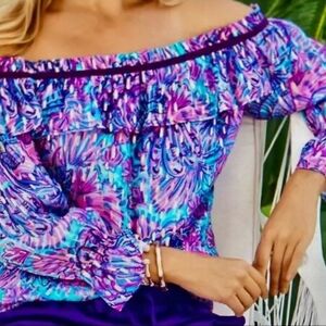 Lilly Pulitzer Vibrant Off-Shoulder Ruffle Top